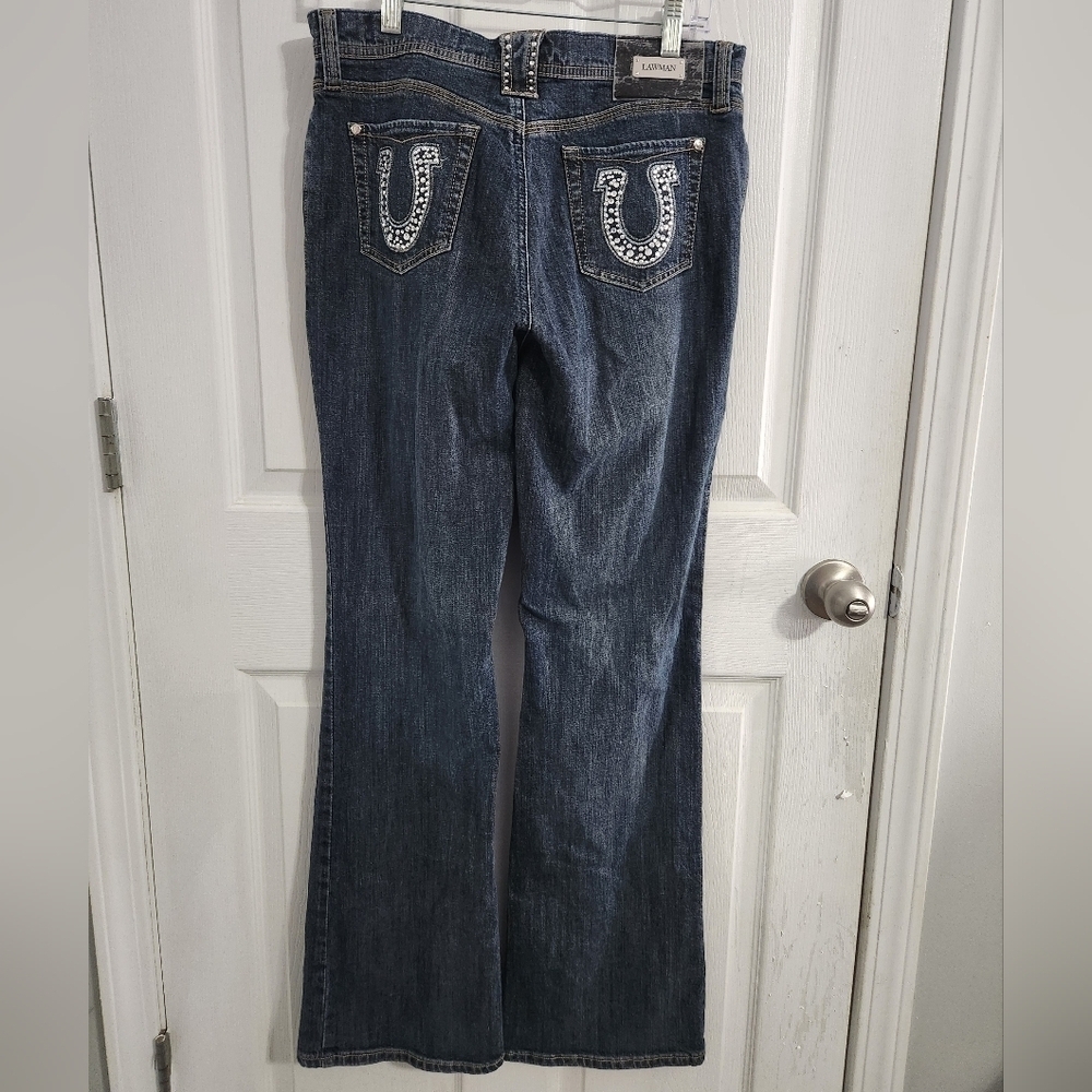Lawman western bootcut women jeans bling cowgirl denim rodeo Nashville size 9 - Picture 3 of 11